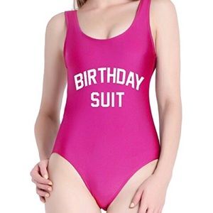Magenta “BIRTHDAY SUIT” one piece swimsuit - M